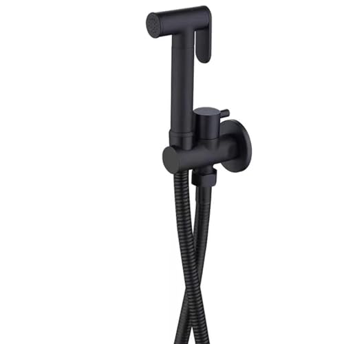 Negro Pulverizador de Bidé de Mano para Inodoro de Pared Rociador de Bidé de Mano Latón Tocador de mano Bidet Kit de Pulverizador Bidet Agua Fría con Manguera de Ducha de 1,2 m