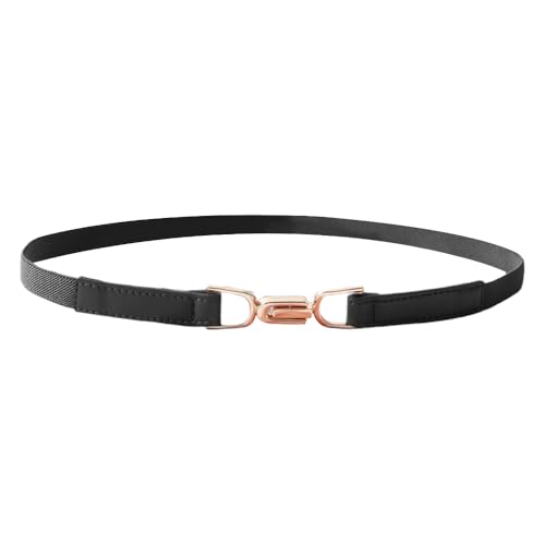 Women Stretchy Waist Belts Elastic Skinny Belt for Ladies with Gold Buckle