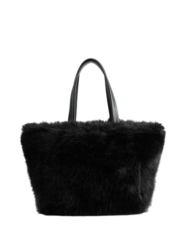 GAP Womens Faux Fur Tote Bag Black One Size