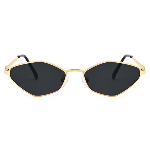 Retro Small Sunglasses for Women Men - 2025 Trendy 90s Metal Frame Sun Glasses Gold Frame Narrow Shades3