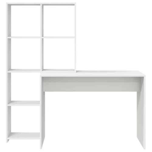 Bureau avec étagère blanc en bois idéal pour petits espaces