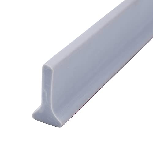 DAZZLEEX Clear Wet Room Floor Barrier,Rubber Silicone Shower Barrier Water Stopper Bathroom Waterproof Strip Gray 3m