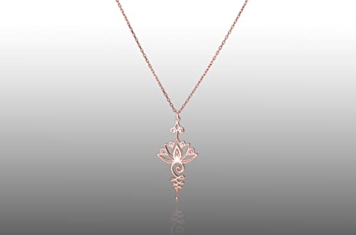 Lotus Unalome Necklace - 925 Sterling Silver Lotus Flower Unalome Necklace - Yoga Jewelry - Chakra Necklace - Spiritual Symbol Charm4
