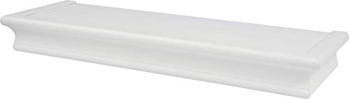 Image of HIGH & MIGHTY 515604-HSU Decorative 18 inch Floating Shelf Holds up to 15lbs, Easy Tool-Free Dry Wall Installation, Beveled, Retail Pack of 2, White
