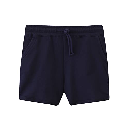 HILEELANG Toddler Unisex Boy Girl Sweat Shorts Summer Cotton Adjust Knit Navy Blue Grey Active Bike Short 2PC Sets 2T2