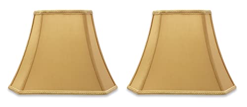 Image of Royal Designs, Inc. DSO-68-14AGL-2 Rectangle Cut Corner Bell Designer Lamp Shade, (6x8) x (9x14) x 10.625, Antique Gold, 2-Pack