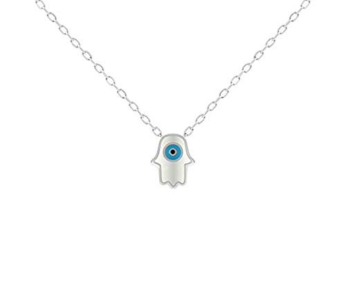 MYSTIC JEWELSby Dalia Necklace with Turkish Eye Pendant 925 Sterling Silver Hand of Fatima and Turkish Eye to Protect You