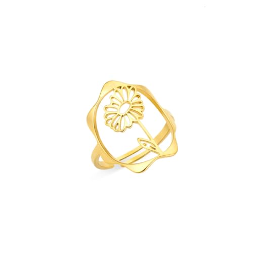 Ornament December Flower Hollow Flower 18k Stainless Steel Ring4