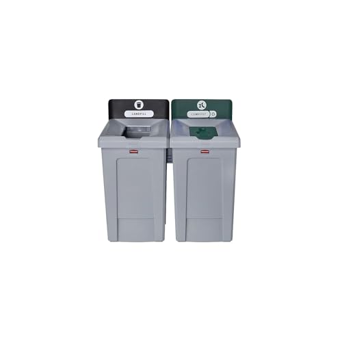 Image of Rubbermaid Commercial Products SLIM JIM Recycling Station 1-Stream Compost Bin /Can /Kit /Station, 33 GAL, for Kitchens /Classrooms /Offices /Back of House /Higher Education /Commercial Facilities