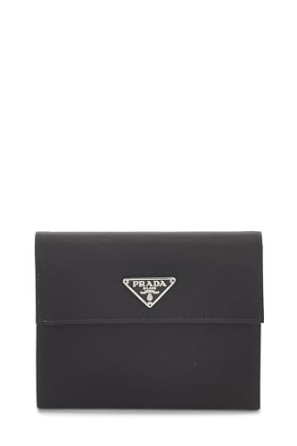 Prada, Pre-Loved Black Nylon Compact Wallet, Black