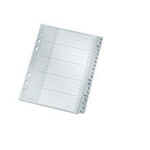 LEITZ Separadores de plástico A-Z, A5, PP, 20 piezas, color gris, VE=10