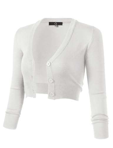 Image of Allsense Women's Cropped Bolero Shrug Cardigan | 3 /4 Sleeve, Button Down, Lightweight Knit Sweater