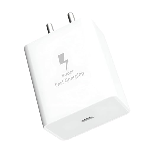 Image of 25W Gan Type C Charger Compatible with Samsung A16 /M05 /A05 /A35 /M35 /F05 /M15, F15 /A15 /A14 /M14 /F14 /A34 /M34 /S24 Ultra, S23 /S23 fe /Z fold /flip /6 /5 /4 /3, Fast Charger for Phones & Tab Type C Adapter, White