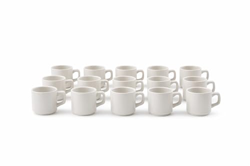 Cosy & Trendy Lot de 12 Tasses à Café en Grès Tower, Blanc, 18 Cl-Empilable