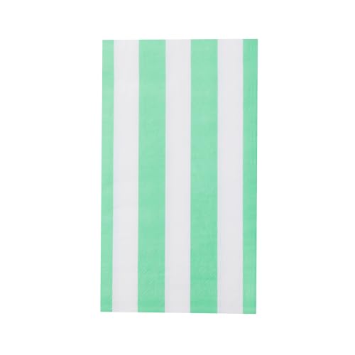 Image of Bonjour Fete Mint Green Cabana Stripe Guest Towels, Pack of 20, 4.25x7.75 inch