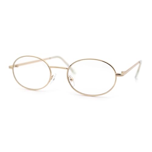 Image of SA106 Classic Retro Oval Round Metal Rim Clear Lens Eyeglasses Gold - Clear