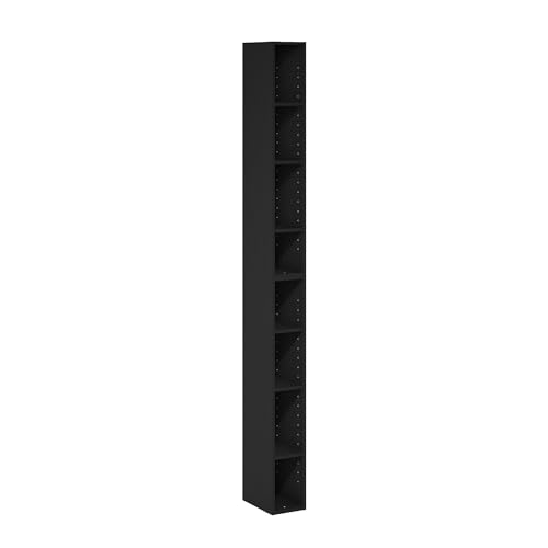 Image of Furinno Fulda Book Shelf, 8-Tier Bookshelf, Bookcase with Space Saving Storage Shelf, 9.2 x 5.9 x 70.9, for Living Room, Bedroom, Home Office, Blackwood