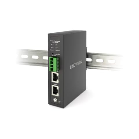 LINOVISION Industrial Gigabit 90W POE++ Splitter with IEEE802.3bt PoE and DC 5/9/12/24V Output, Din Rail Mounting, IEEE802.3bt PoE to PoE and DC Power Supply for PTZ Cameras, Access Control Systems Cover