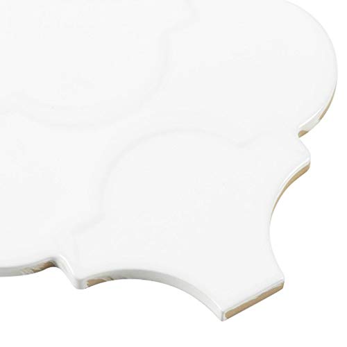 Mto0619 Classic 5X5 Arabesque Glossy White Ceramic Tile (Sample Swatch) #TOP1
