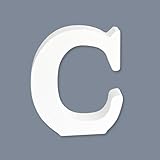 6 Inch Wooden Letters, Unfinished Wood Letters for Crafts, Wedding Birthday Party Decoration, White Standing Letters, Letter C