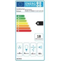 Hotte décorative - CONTINENTAL EDISON - CEH60GB2 - Classe A - 60 x 47 x 50,84 cm - Noir/Verre