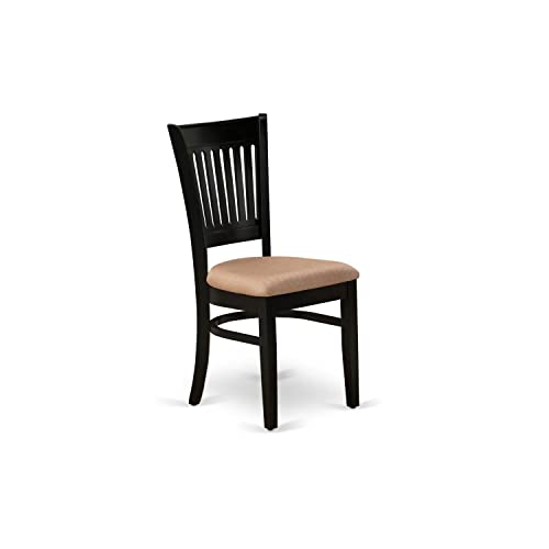 Image of East West Furniture VAC-BLK-C Vancouver Dining Chairs - Linen Fabric Upholstered Wood Chairs, Set of 2, Black