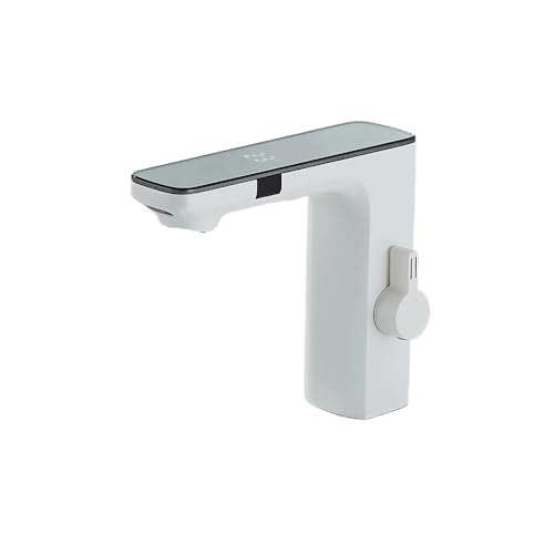 Grifo de lavabo con sensor moderno blanco para baños elegantes y funcionales 2