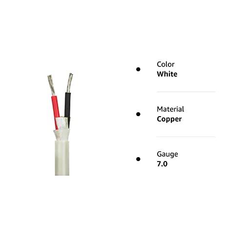 14/2 Awg Ul 1426 (The Real Thing) Duplex Round Marine Wire - Tinned Copper Boat Cable - Red/Black - 60 Feet - White Pvc Jacket #TOP3