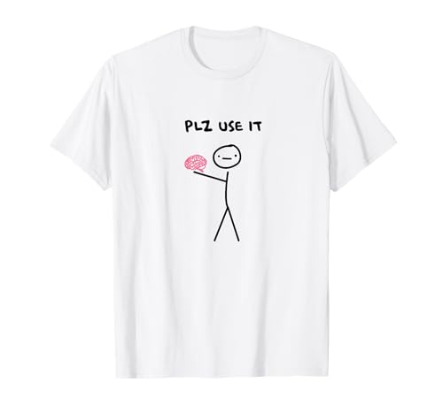 T-shirt grafica vintage Plz Use It Funny Brain Stick Figure Maglietta