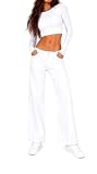 Style Station Damen Hüftjeans Dad Fit Wide Leg Bootcut Jeans Straight Leg Stretch Low Waist Schlagjeans Schlag Hose n niedrig e Leibhöhe Weites Bein Größe Marlene Weiß XS 34