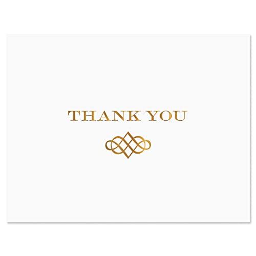 Image of Fine Stationery White and Gold Thank You Note Cards Set of 24, Envelopes Included, 4.25 inch x 5.5 inch