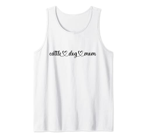 Dog Heart Love Cattle Dog Mom Tank Top, White, S