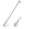 Relota 2 piezas Calzador de Acero Inoxidable (16cm/42cm), Calzadores de Zapatos Largo Diseño Curvo con Orificios para Colgar, Calzador Metal Shoehorn para Hombres, Mujeres, Niños y Personas Mayores
