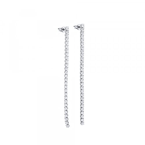 Boucles d'oreilles longues géométriques en zircon pour femmes avec clous piercing