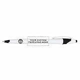 Slim Curvy White Ballpoint Pens in Bulk, Plastic, 100 pack, Custom Promotional Text, Logo,...