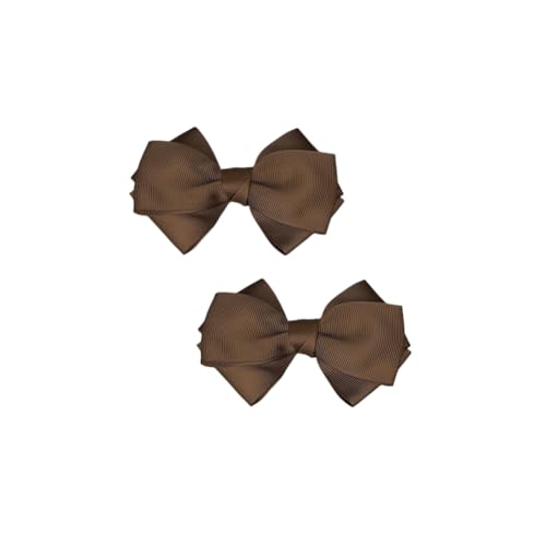 8.5cm Bridal Wedding Black Cream Red Nude Blue Pink Wild Ribbon Bow Butterfly Shoe Clips (Brown)