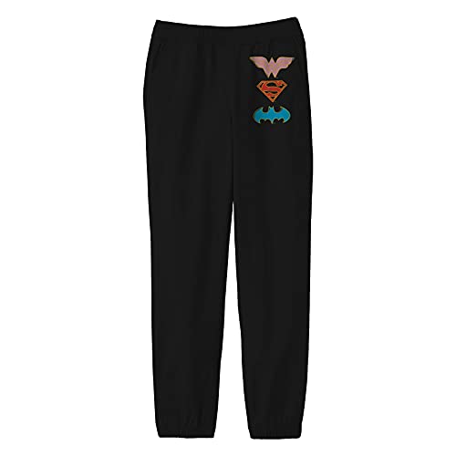 Bioworld Boy's Black Sweatpants, Justice League Logos-XS