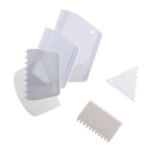 CIYODO 6 Piezas Raspadores para Tartas con Diferentes Bordes y Formas Alisador para Glaseado y Decoración de Pasteles Herramientas de Repostería para Bordes Lisos y Texturizados
