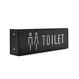 HWASH Toiletten-Pfeilschilder for Männer Und Frauen, Doppelseitig, Toiletten-Waschraum-Badezimmer-Türschild, Metall-Eisenschilder, 30 X 10 cm (Color : Bend on The Left)