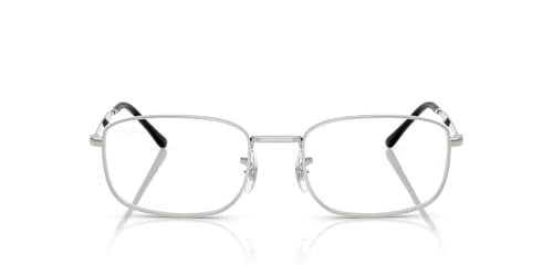Ray-Ban RX6533 Square Prescription Eyewear Frames, Silver/Demo Lens, 52 mm
