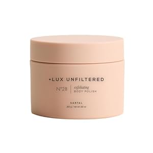 + Lux Unfiltered N°28 Exfoliating Body Polish in Santal – Exfoliating Body Scrub with Shea Butter, Passion Fruit Oil, & Vitamin E – Hydrating & Moisturizing Sugar Scrub – Vegan & Cruelty Free