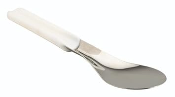 KMW Stainless Steel Ice Cream Spatula with White PVC Handle 25CM - Sturdy, Ergonomic