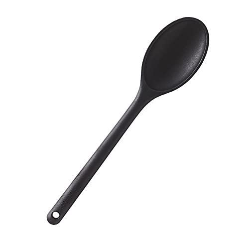 MASTRAD - Cuillère Creuse De Cuisine - Préparation, Cuisson, Mélanger - Unibloc - Silicone - Ne Raye Pas Les Casseroles - Noir