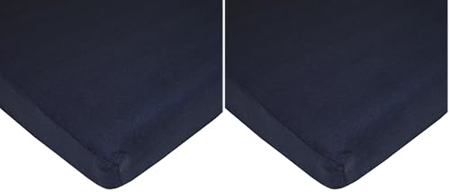Image of TL Care Supreme Fitted Crib Sheet 28 inch x 52 inch, Enhanced Thickness for Soft, Breathable Neutral 100% Cotton Jersey Comfort, Navy, for Boys and Girls (Pack of 2)