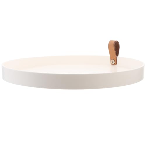 FOMIYES Organizer Bagno Rotondo in Plastica Bianca, Vassoio Portaoggetti per Cosmetici e Articoli da Toeletta, Adatto per Lavabo e Bagno