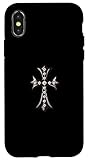 Installation facile The Rhombus Pave Diamonds Silver Cross Coque pour iPhone X/XS