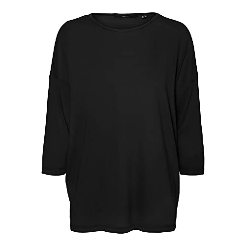 VERO Moda Damen Vmcarla 3/4 Top Ga Noos 3 4 T Shirt, Schwarz, S EU – Ansicht 3