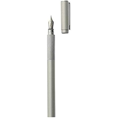 MUJI Aluminum Body Fountain Pen - Fine Nib - with 1 Black Ink Refill Cartridge Cover