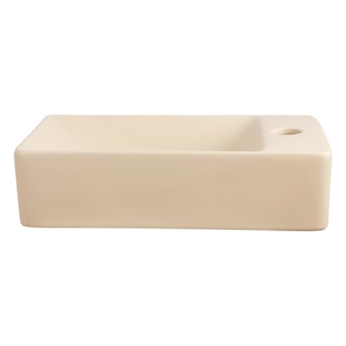 Lavabo de pared rectangular en cerámica beige mate JONATHAN Y SNK1004G-R 5