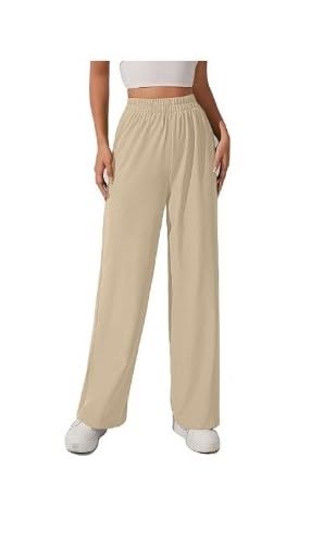 SNITCH Women?s Lounge Pants | Cotton Blend Trousers | Perfect for Work, Home & Travel | Comfortable Elastic Waist in neutral